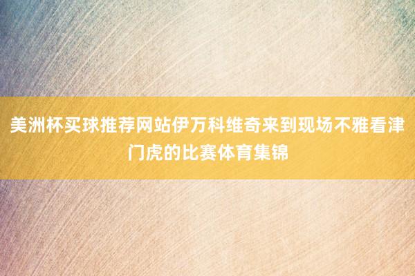 美洲杯买球推荐网站伊万科维奇来到现场不雅看津门虎的比赛体育集锦