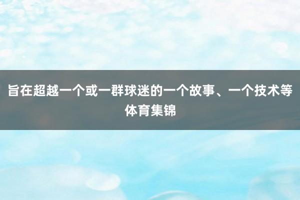 旨在超越一个或一群球迷的一个故事、一个技术等体育集锦